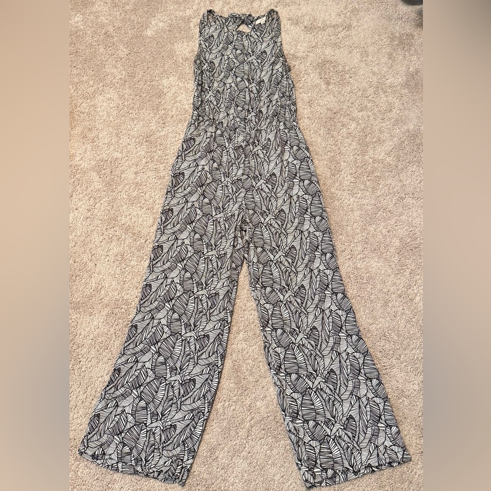 LOFT Black and White Print Jumpsuit